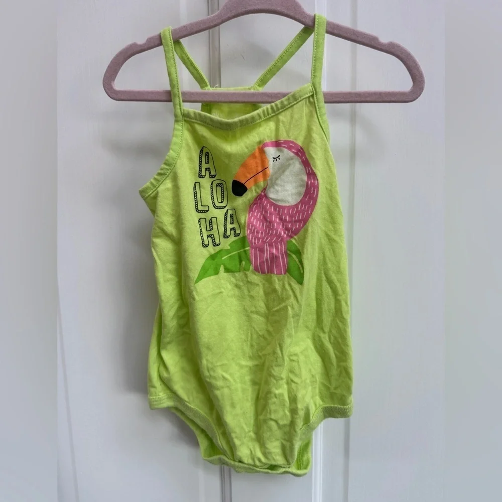 Okie Dokie 18M Green Toucan Girls Tank Top onesie Bodysuit